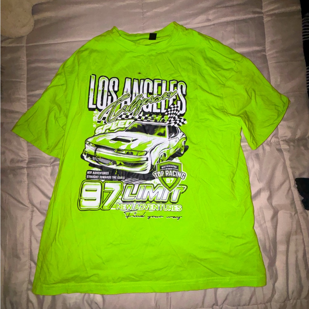 Over sized like green car drop shoulder t shirt